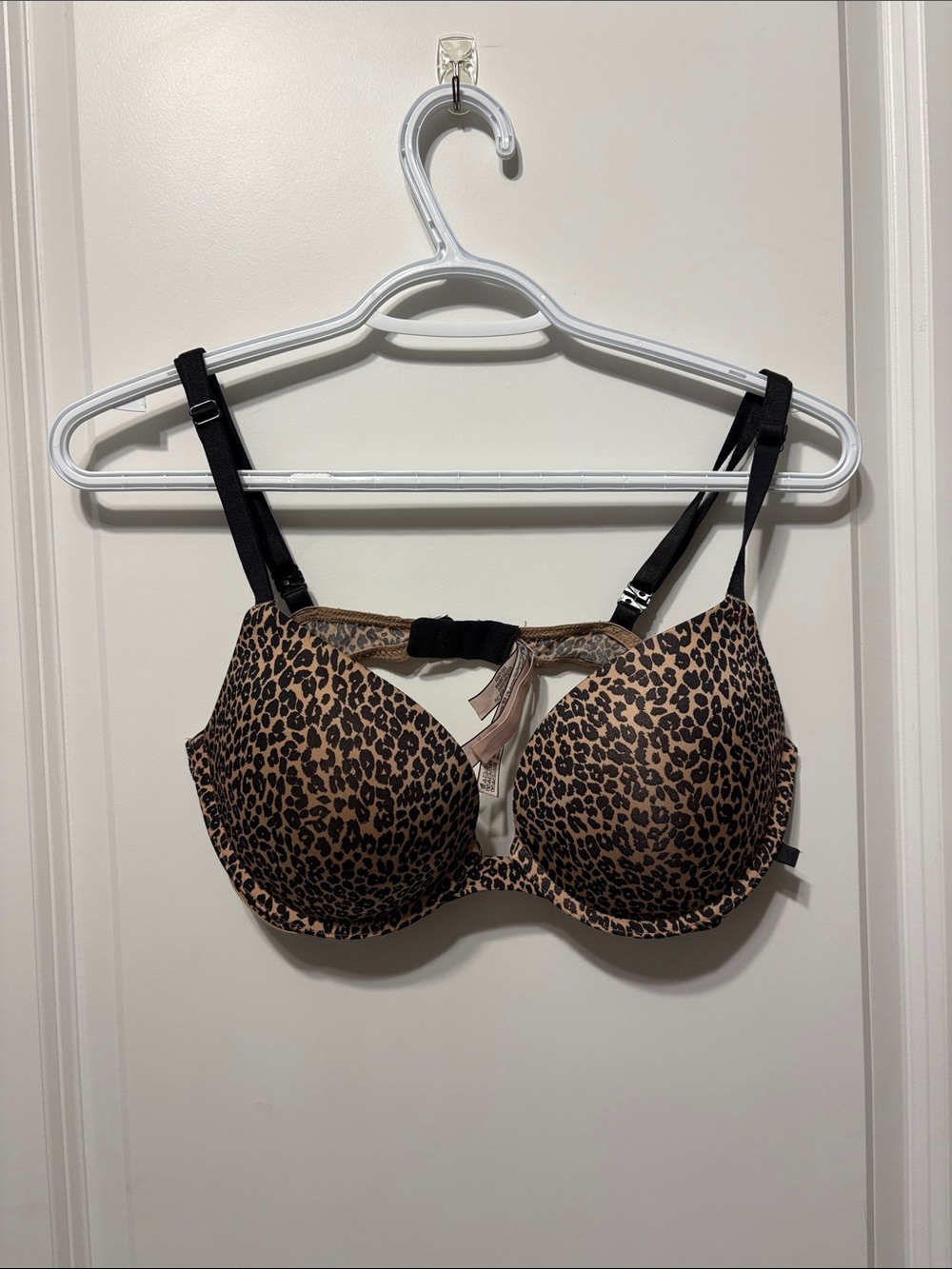 Victoria's Secret Leopard Push-Up Bra with Black Straps